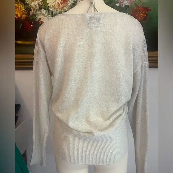 Elle Grey/White Sweater with Embroidered Accents - Picture 8 of 8